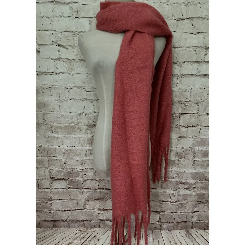 Lauren Conrad Womens Tea Rose Pink Cozy Soft Warm Blanket Scarf 72.5